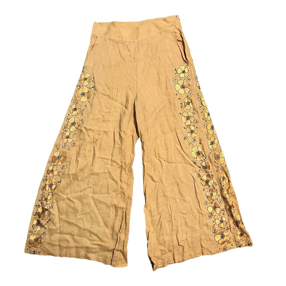 Carolina K Floral Embroidered Wide-Leg palazzo Pants size M
